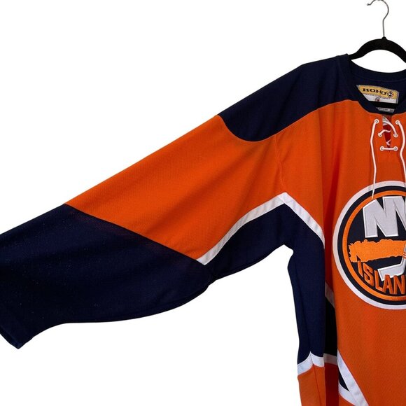 Koho NHL Islanders Licensed Jersey XXL Orange/Navy Adult Air-Knit Hockey Shirt - Picture 5 of 9